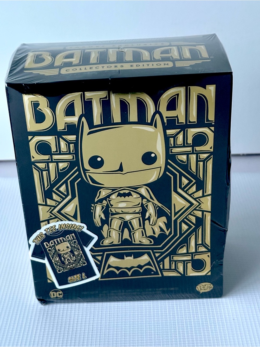 NIB Batman Gold Chrome Funko Pop & Tee Target Exclusive Box Size L
